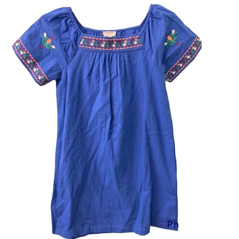 HAYDEN Girls Blue Embroidered Dress